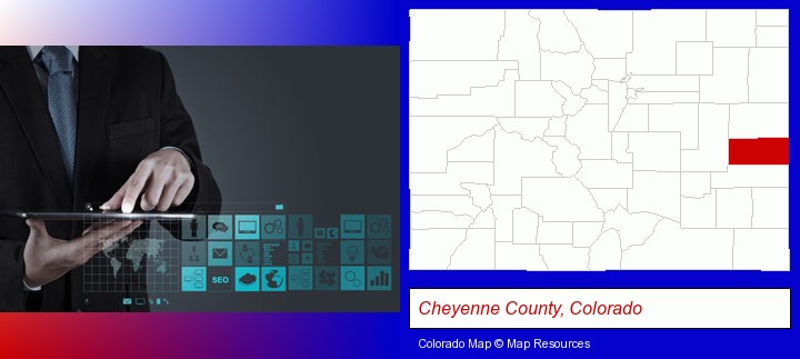 information technology concepts; Cheyenne County, Colorado highlighted in red on a map