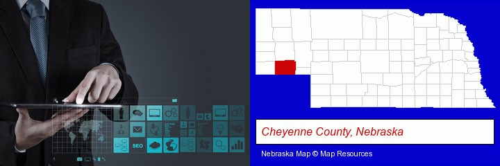 information technology concepts; Cheyenne County, Nebraska highlighted in red on a map