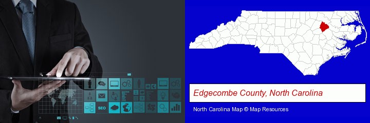 information technology concepts; Edgecombe County, North Carolina highlighted in red on a map