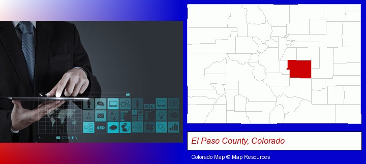 information technology concepts; El Paso County, Colorado highlighted in red on a map