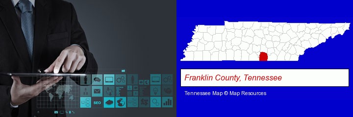 information technology concepts; Franklin County, Tennessee highlighted in red on a map