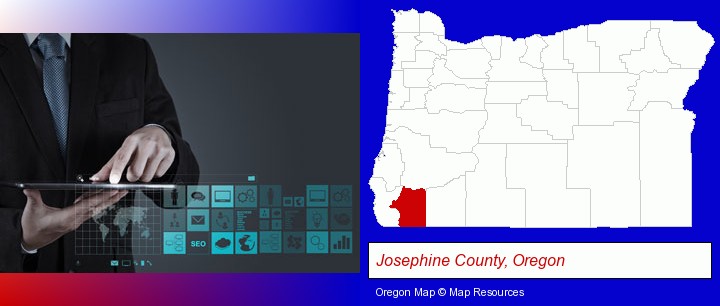 information technology concepts; Josephine County, Oregon highlighted in red on a map