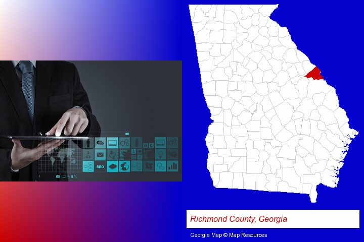 information technology concepts; Richmond County, Georgia highlighted in red on a map